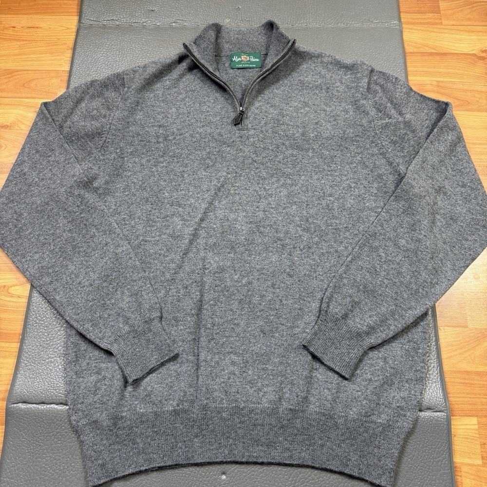 Alan Paine Cashmere Sweater Quarter Zip Mock Neck Grey Men Size‎ UK 46 / EUR 54